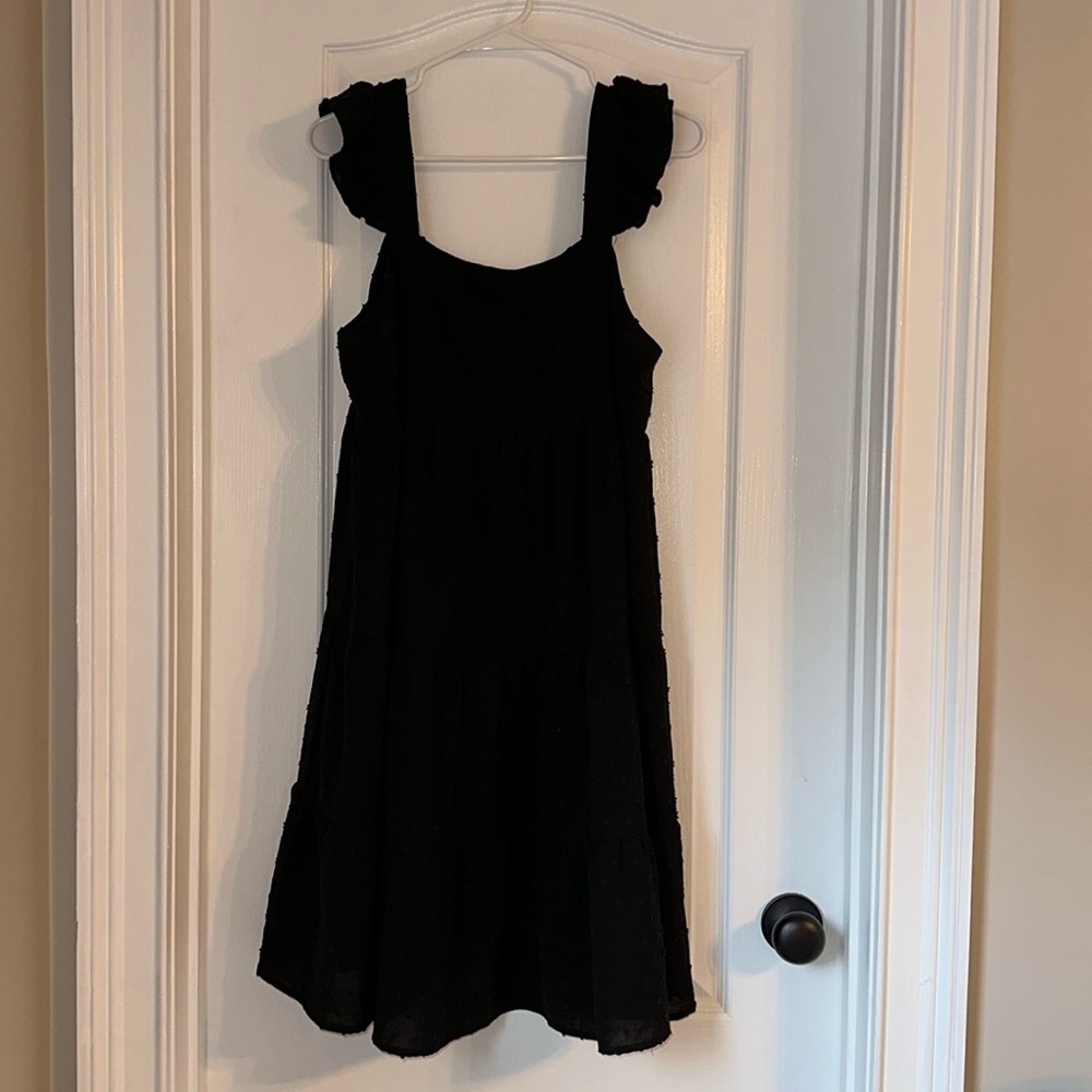 Swiss Dot Dress Ruffle Shoulders